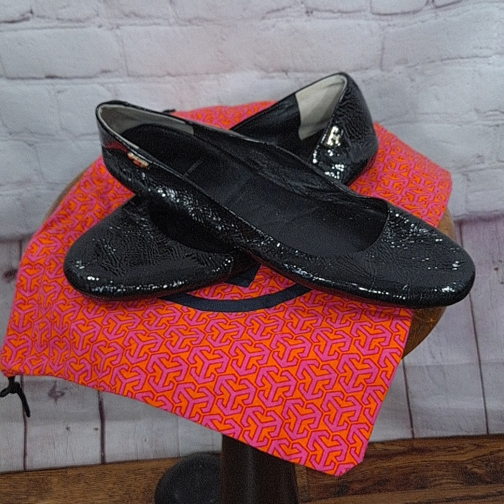 Tory Burch Black Patent Leather Ballet Flats